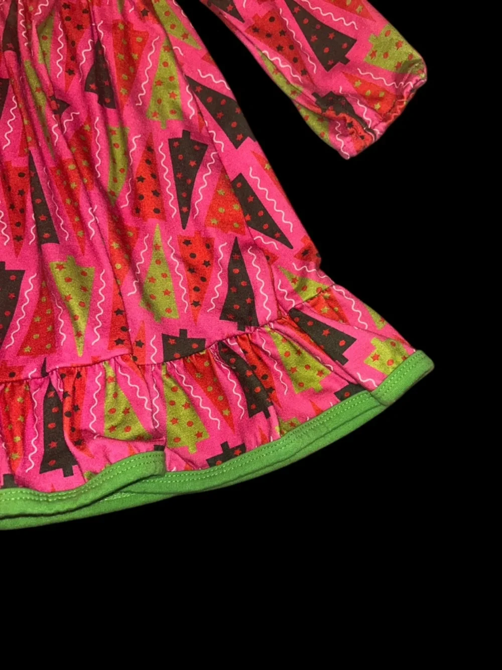 Christmas Holiday Tree Print Ruffle Dress - Picture 3 of 7